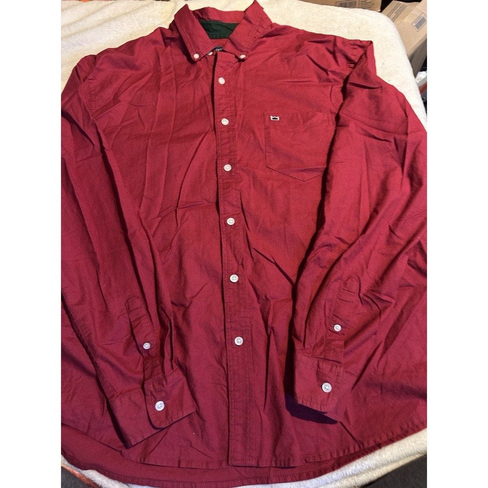 Crown & Ivy Mens XL Classic Fit Red Button Down Long Sleeve Casual Shirt Cotton